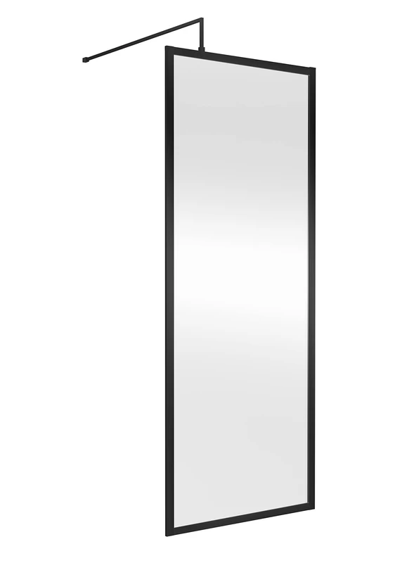 Hudson Reed WRFBP1980 Full Outer Frame Wetroom Screens Full Outer Frame 8mm Toughened Safety Glass Wetroom Screen, 1950mm x 800mm, Matt Black