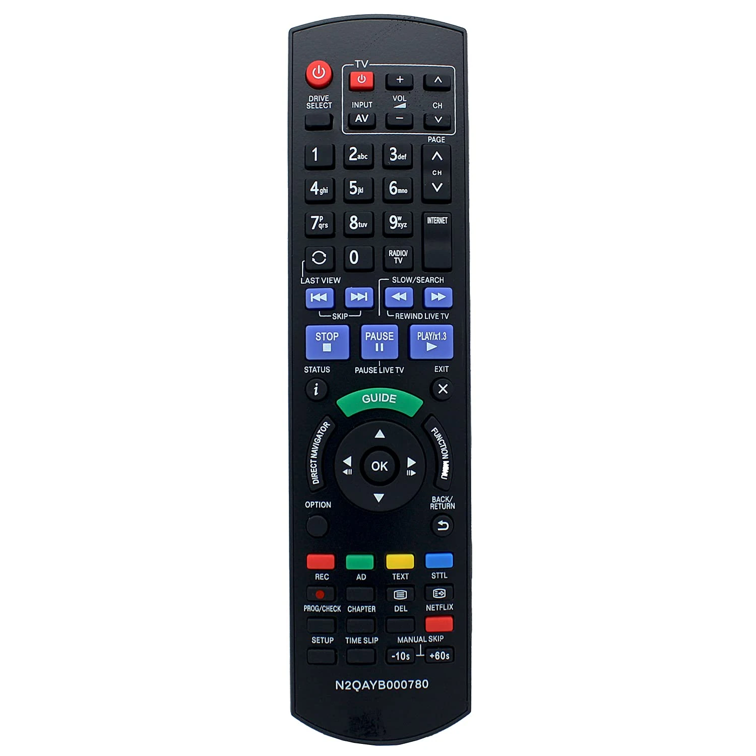 N2QAYB000780 Remote Control Replacement for Panasonic HDD Recorder DMR-HWT130 DMR-HWT130EB DMR-PWT520 DMR-HWT230 DMR-HW120 DMR-HW120EBK DMR-PWT420 DMR-PWT420EB