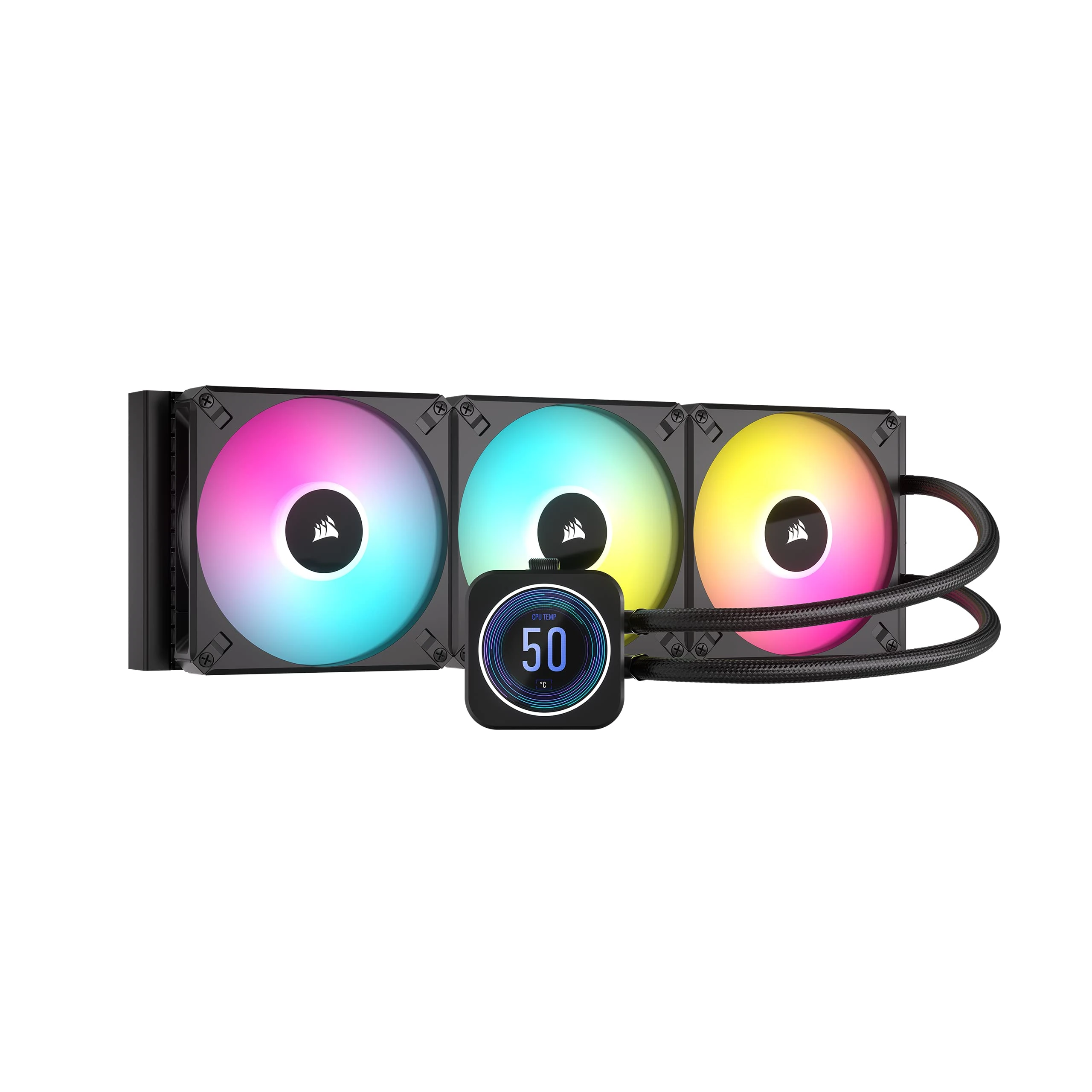 Corsair iCUE H170i ELITE LCD XT Liquid CPU Cooler - IPS LCD Screen - Three AF140 RGB ELITE Fans - 420mm Radiator - Fits Intel® LGA 1700, AMD® AM5, and More - Included iCUE COMMANDER CORE - Black