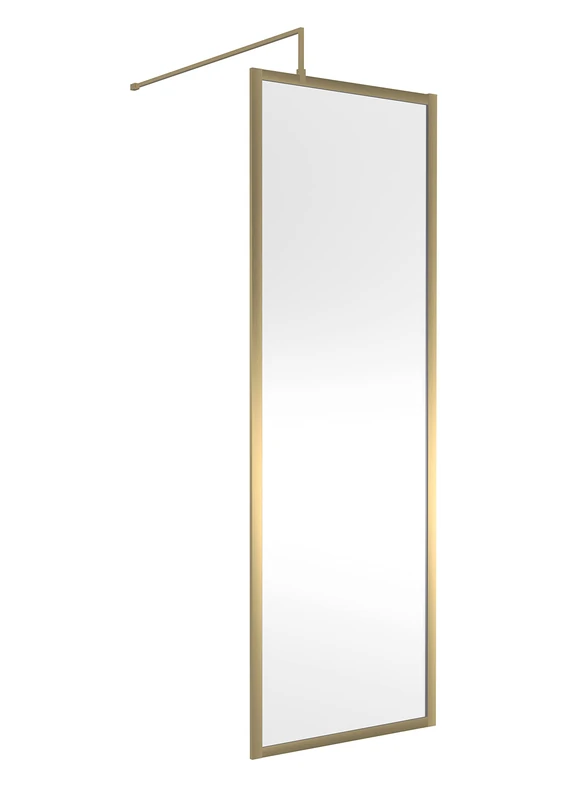 Hudson Reed WRFBB1970 Full Outer Frame Wetroom Screens Full Outer Frame 8mm Toughened Safety Glass Wetroom Screen, 1950mm x 700mm, Brushed Brass
