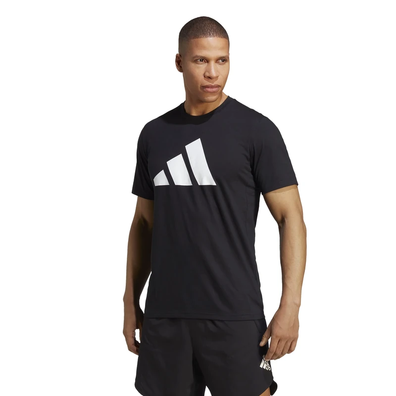 adidas Men's Train Essentials Feelready Logo Training Tee, Black/White, XXL Tall