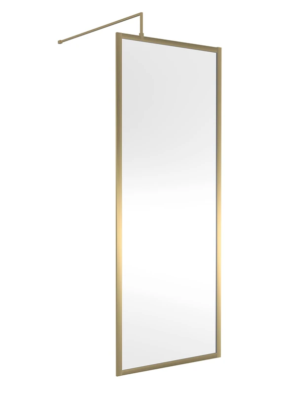 Hudson Reed WRFBB1980 Full Outer Frame Wetroom Screens Full Outer Frame 8mm Toughened Safety Glass Wetroom Screen, 1950mm x 800mm, Brushed Brass