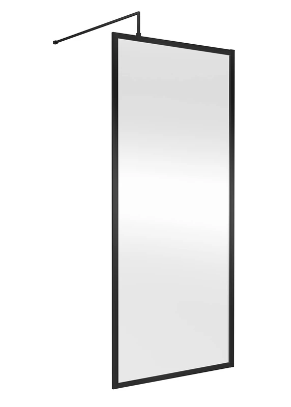 Hudson Reed WRFBP1990 Full Outer Frame Wetroom Screens Full Outer Frame 8mm Toughened Safety Glass Wetroom Screen, 1950mm x 900mm, Matt Black