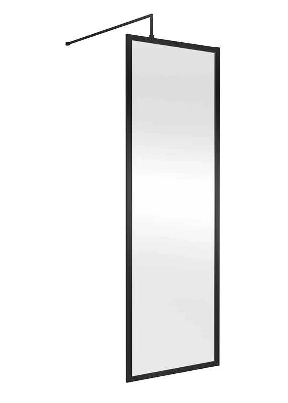 Hudson Reed WRFBP1970 Full Outer Frame Wetroom Screens Full Outer Frame 8mm Toughened Safety Glass Wetroom Screen, 1950mm x 700mm, Matt Black