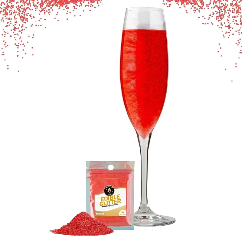 Twinkle my Drink® Red Edible Glitter for Drinks, Cakes & Cocktails | Halloween Cocktail Decorations | Edible Glitter | Party Decorations | 5g 25 Servings