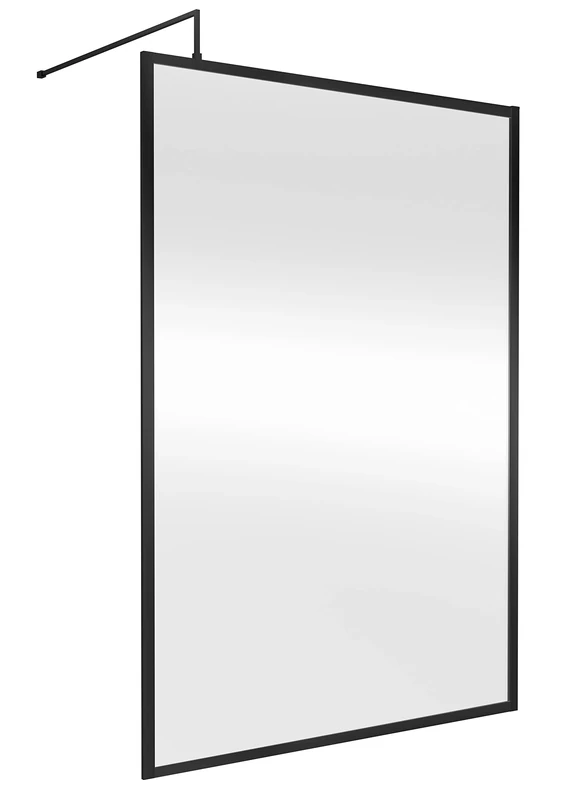 Hudson Reed WRFBP1914 Full Outer Frame Wetroom Screens Full Outer Frame 8mm Toughened Safety Glass Wetroom Screen, 1950mm x 1400mm, Matt Black