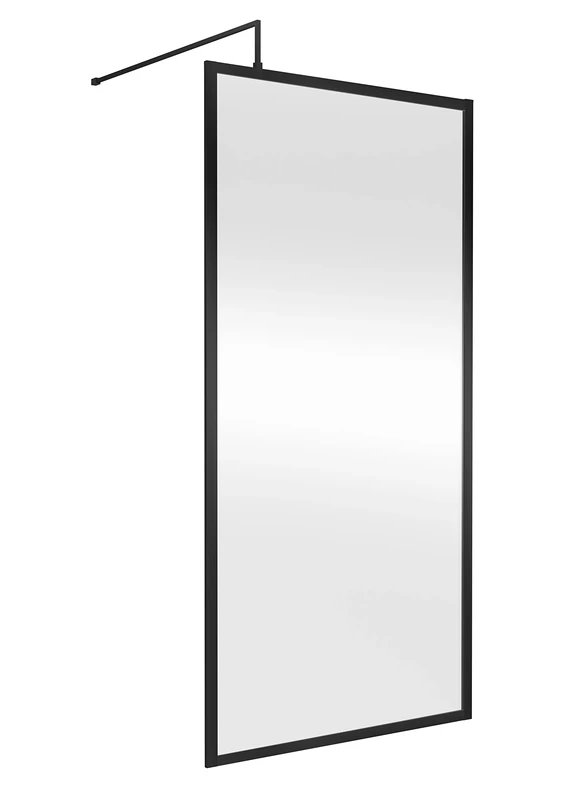 Hudson Reed WRFBP1910 Full Outer Frame Wetroom Screens Full Outer Frame 8mm Toughened Safety Glass Wetroom Screen, 1950mm x 1000mm, Matt Black