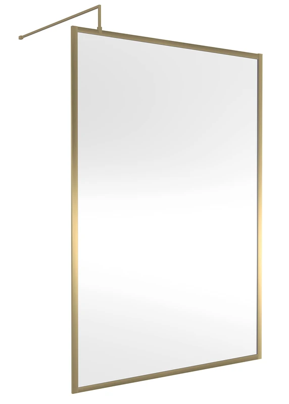 Hudson Reed WRFBB1914 Full Outer Frame Wetroom Screens Full Outer Frame 8mm Toughened Safety Glass Wetroom Screen, 1950mm x 1400mm, Brushed Brass