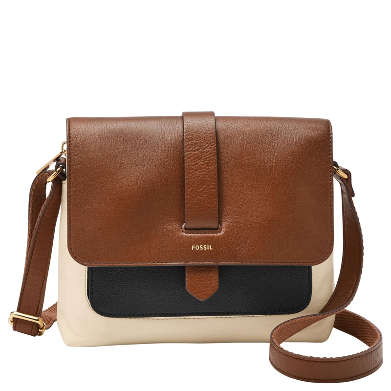 Fossil Women's Kinley Small Crossbody Purse Handbag, Neutral Colorblock, One Size