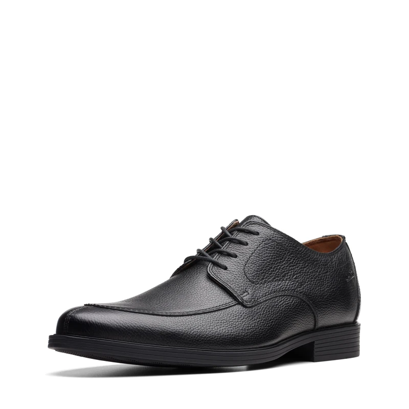 Clarks Mens Whiddon Apron Oxford, Black Tumbled Leather, 12
