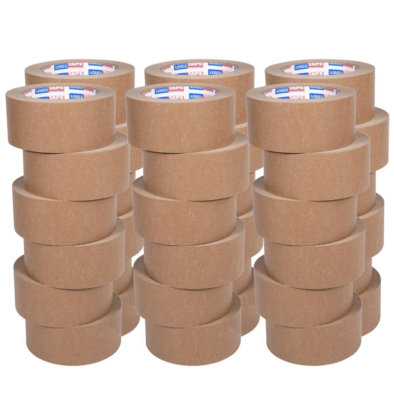 ADHES Heavy Duty Kraft Paper Tape Eco Friendly Packing Tape Writable Non-Coated Surface for Masking, Sealing, and Packaging Use,2” x 43 Yards,36Rolls
