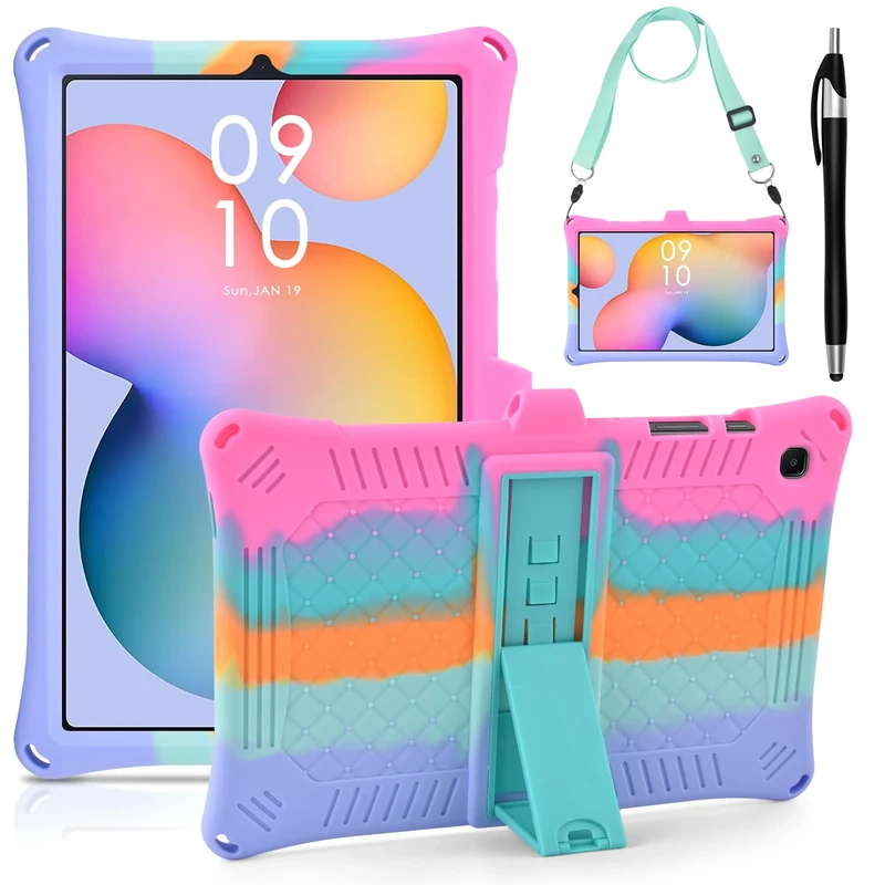 KATUMO Silicone Case for Samsung Galaxy Tab S6 Lite 10.4 inch 2024 2022 2020 Tablet (SM-P620N / P625N / P610/P613/P615/P619) Soft Rubber Cover with Stylus Pen Shoulder Strap S6 Lite Case