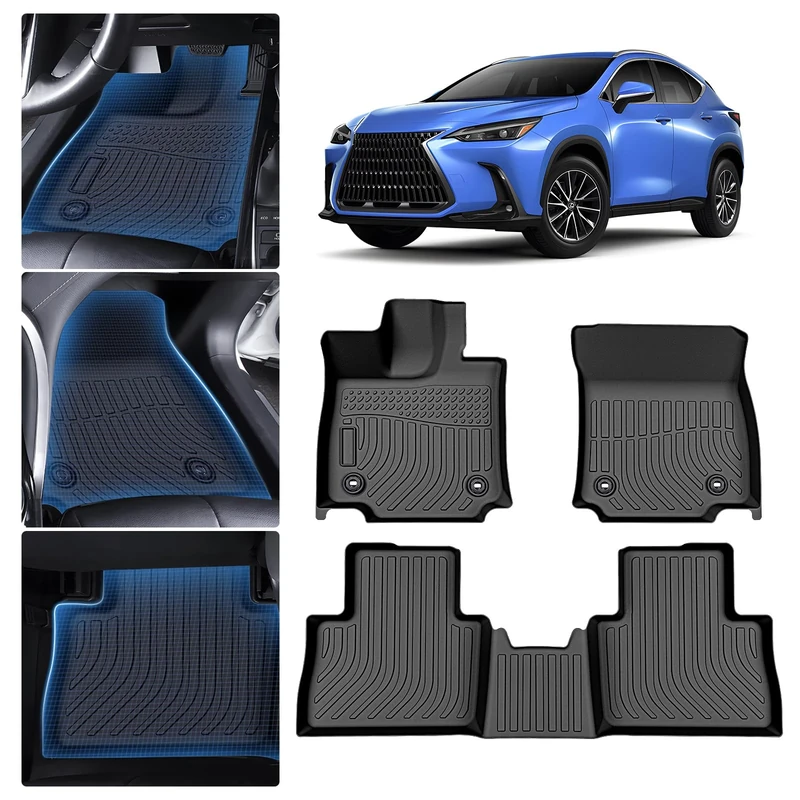 Sunsdrew Floor Mats for 2022 2023 2024 Lexus NX All Weather Floor Liners Rubber OEM Car Carpets Protection Mats Heavy Duty Odorless Black Car Mats for Lexus NX Accessories