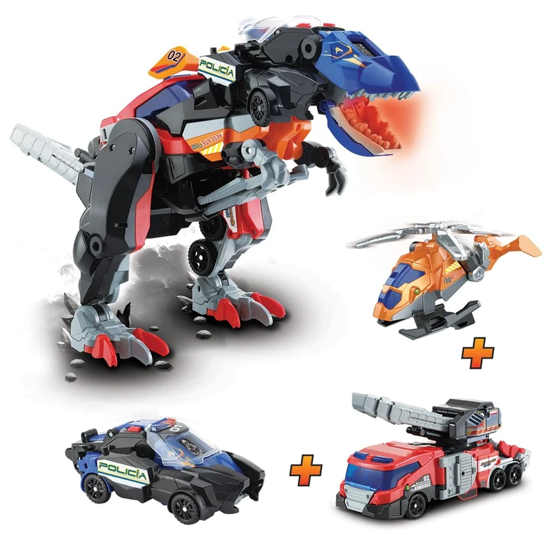 VTech - Switch&Go Dinos 4in1 Mega T-Rex SOS, Super Dinosaur Combo of Three Emergency Vehicles, Dinosaurs and Action Figures, Toy for Kids +3, ESP Version - Image 1