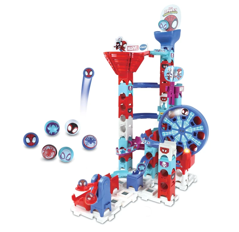 VTech Marble Rush Spidey Challenge, Interactive Marble Circuit and Building Toy for Kids 4+ Years, ESP Version, Multicolor (3480-561722)