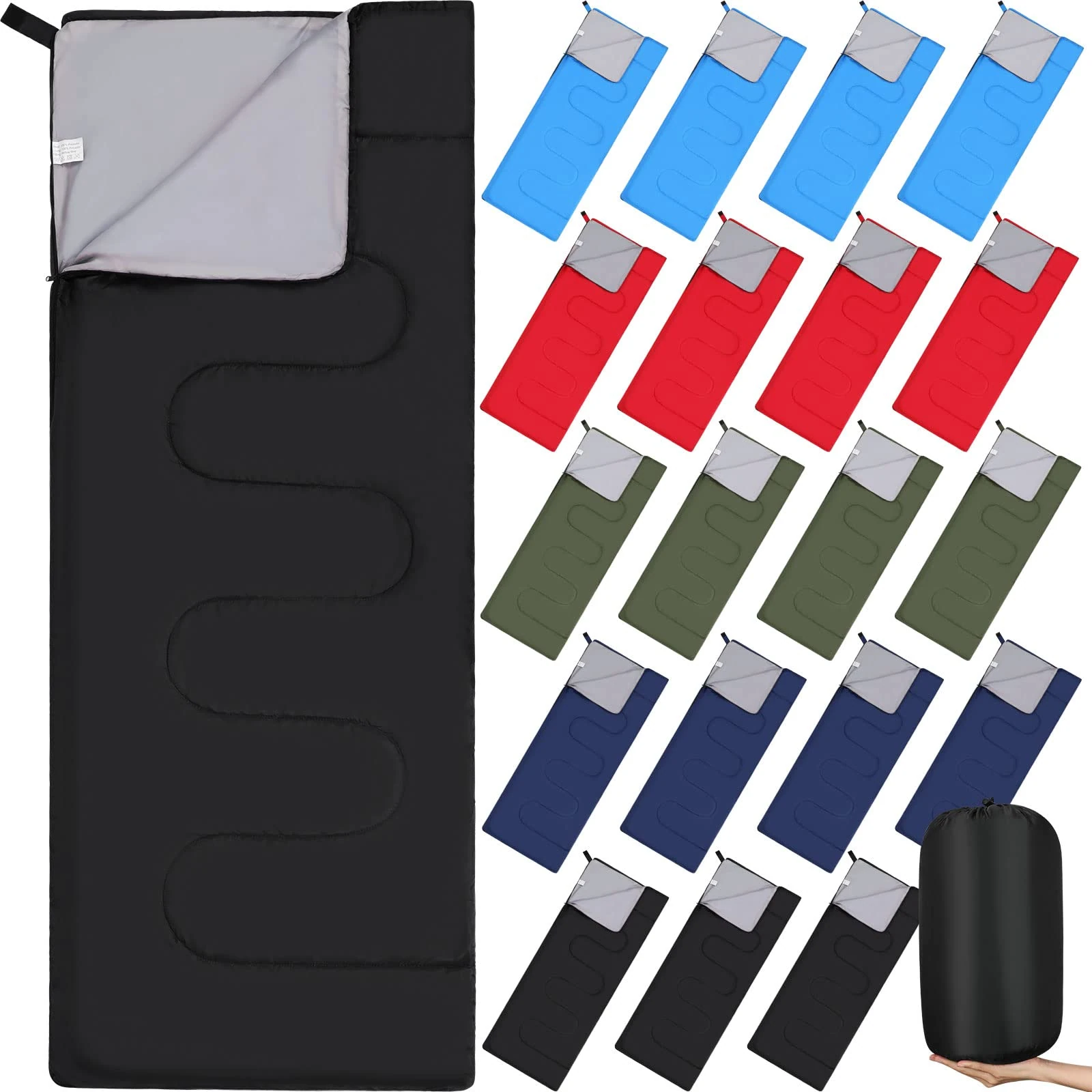 Mixweer 20 Pcs Camping Sleeping Bag Bulk 4 Seasons Cold Warm Weather Sleeping Bags Waterproof Lightweight Compact Sleeping Bag with Compression Sack for Backpacking Camping Hiking Travel Outdoor