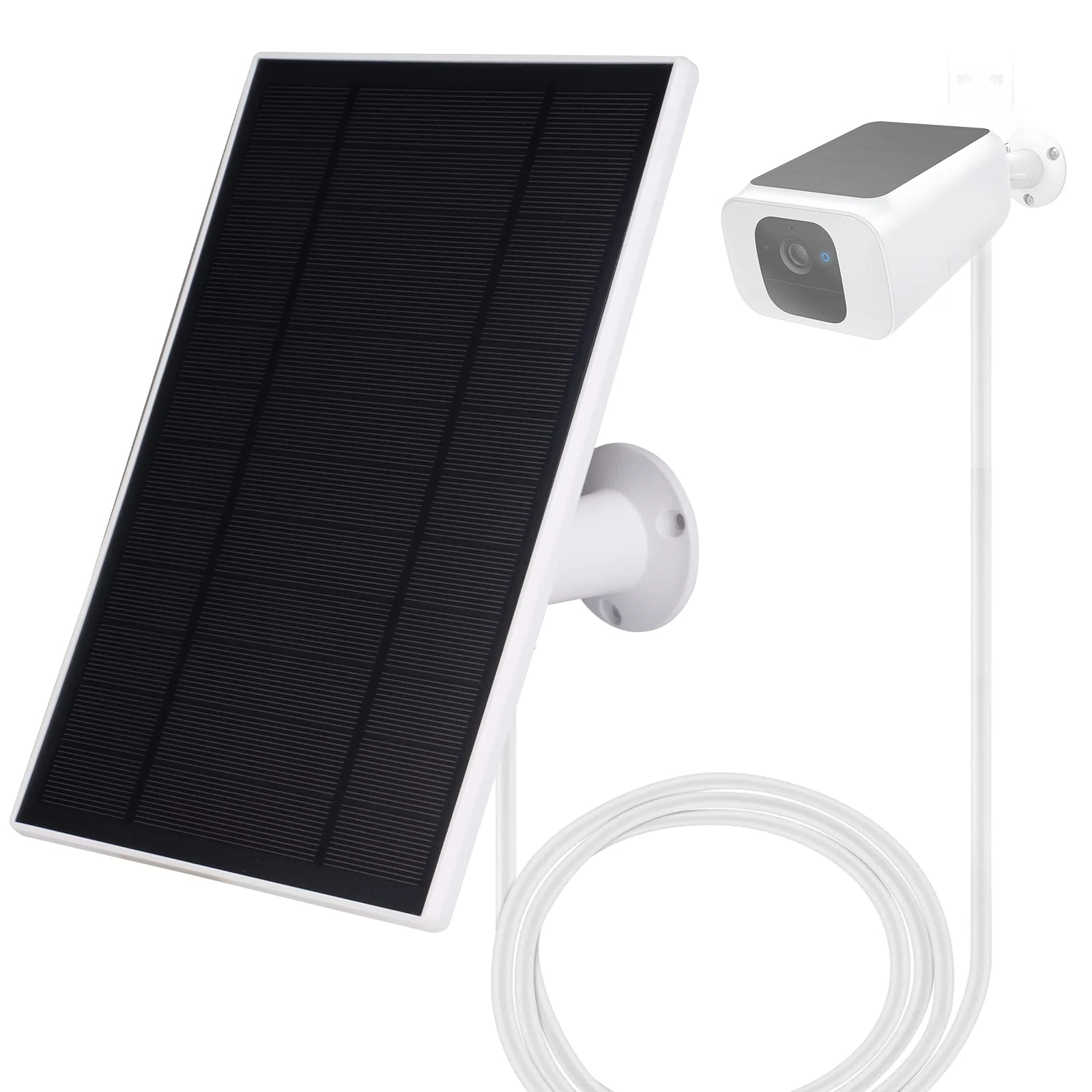 Offfay Solar Panel for Security Camera, 6W 5V Solar Panel Charger for Wireless IP Battery Camera, Micro USB to USB-C Adapter, IP65 Waterproof, Continuous Power Supply, Plug and Play, 1 Pack