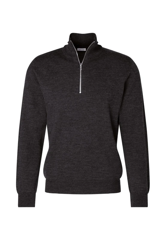 Seidensticker Men's Merino Zip Jumper, Gray, XXXL