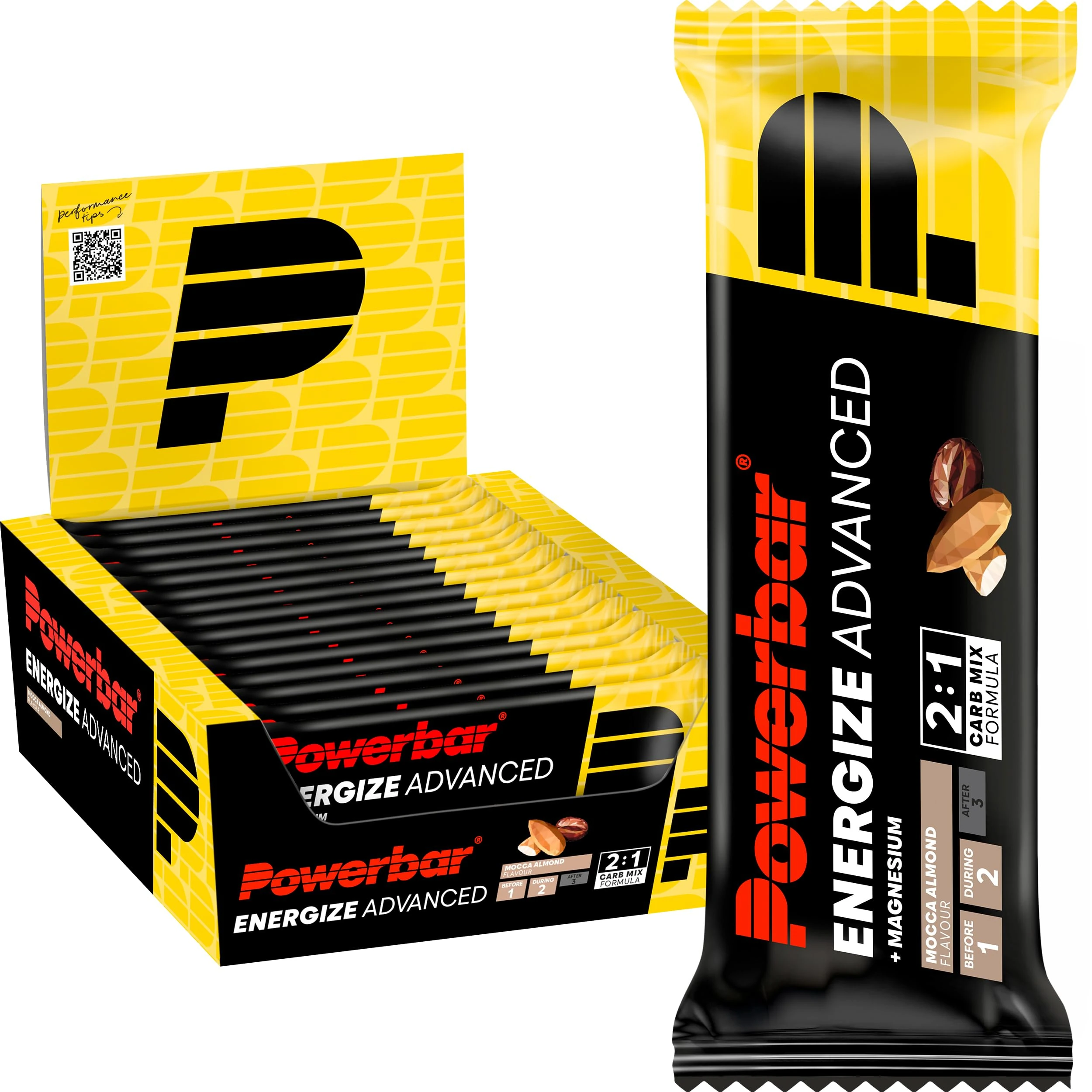 Powerbar - Energize Advanced - Mocca Almond - 15x55g - High Carb Energy Bar - Magnesium & Sodium