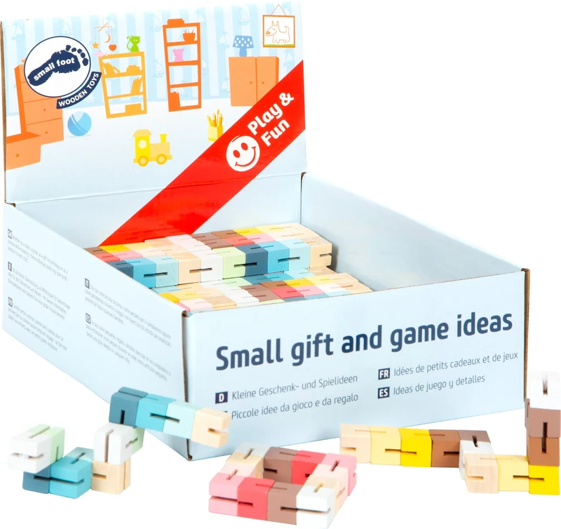 Small Foot Magic Snake Puzzle Game Display, made of wood, set of 24 bendable snakes for kids aged 12+ months, 12345