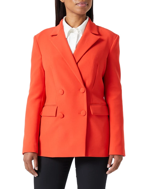 Koton Women's Pocket Detail Wrapped Blazer Jacket, Red (401), 16