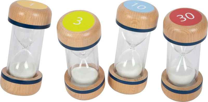 Small Foot XL Hourglass Set Educate made of beechwood, set of 4 learning toys for kids aged 3+ years, 12386