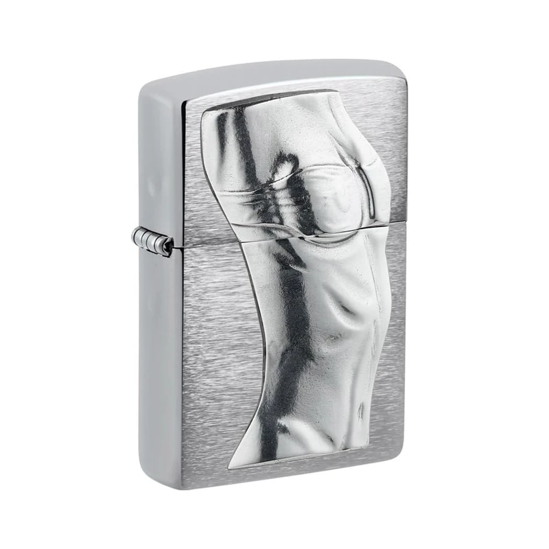 Zippo Windproof Lighter, Women's Torso 3D Design – Brushed Chrome, Emblem Attached – Refillable, Reusable, Windproof Design – Comes in Gift Box – Made in USA - Image 1