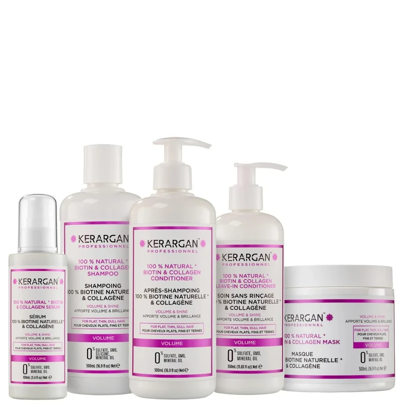 Kerargan - Shampoo, Conditioner, Mask, Serum and Leave-in Treatments with Biotin and Collagen to Return Strength and Vitality to Your Hair - No Sulphates, Parabens, Silicone - 1950ml