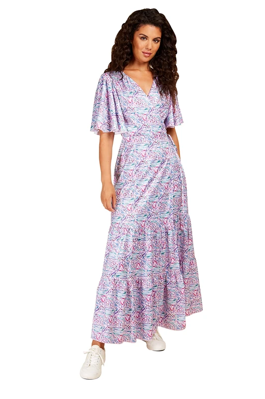 Little Mistress Floral Satin Maxi Wrap Dress Multi