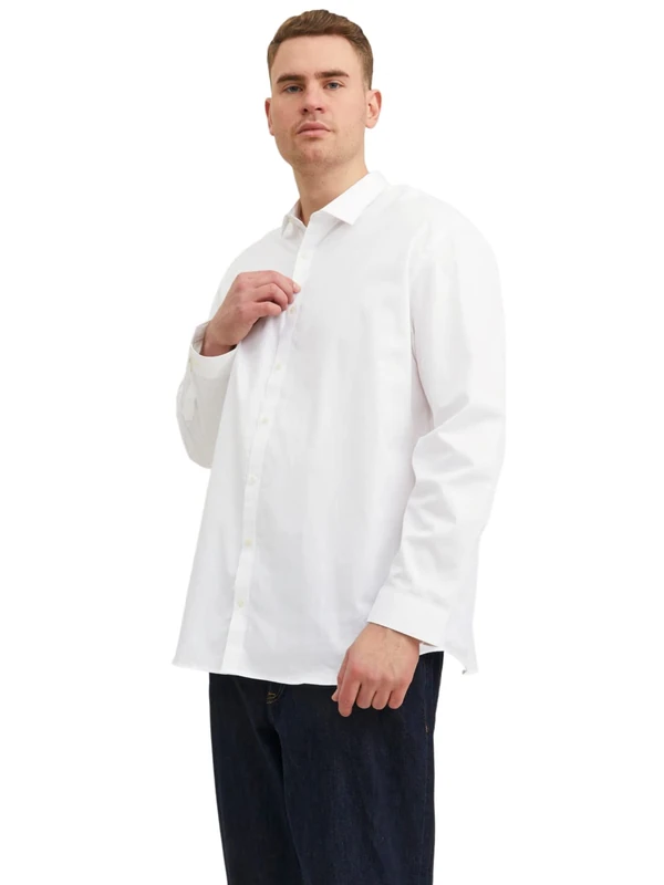 JACK & JONES Mens Jprblacardiff L/S Ps Noos Shirt, White/Fit: Loose Fit, 4XL Plus UK