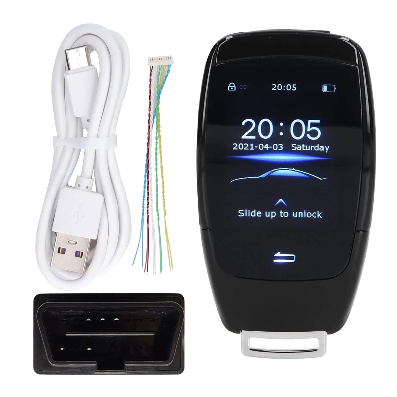 Aramox Smart Remote Key, Universal TK900 LCD Touch Screen Smart Key Remote Keyless Entry for Start Stop Engine Button Models (Black)