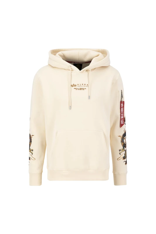Alpha Industries Dragon EMB Hoodie for men Jet Stream White