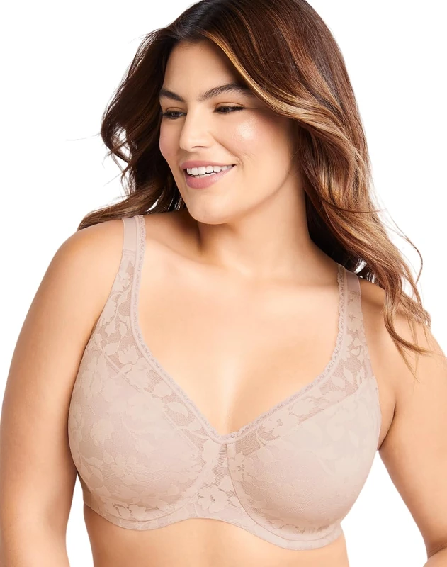 Bali Women's Passion for Comfort Lace Underwire Bra, Multiway Convertible Bra, Soft Lace Bra, Sandshell, 42C