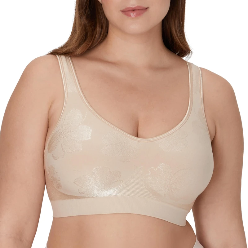 Bali Women's Wireless, Comfort Revolution Full-Coverage Wirefree Bra, Opaque, Almond Tropic, L