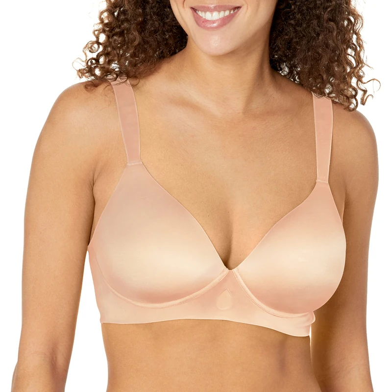 Bali Women's Comfort Revolution Wirefree, Soft Touch Ultimate Wireless Support Bra, Almond, XL