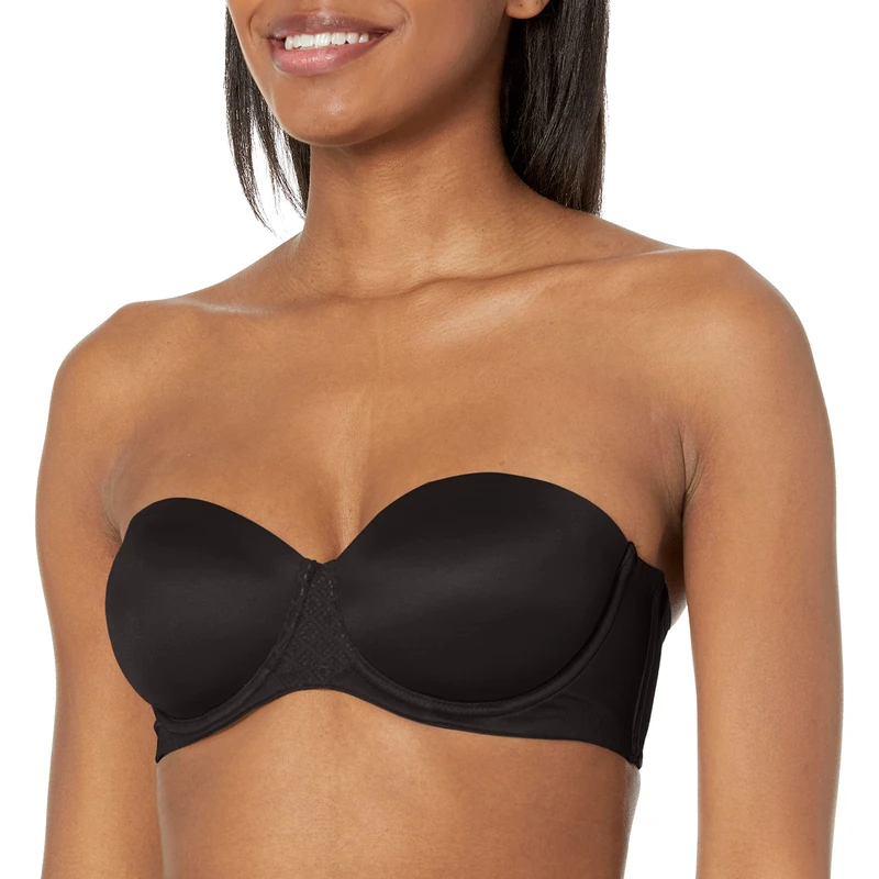 Bali Women's One Smooth U Strapless, Ultimate Stay in Place, 7-Way Multiway Underwire Bra, Full Coverage, Opaque, Black, 36E