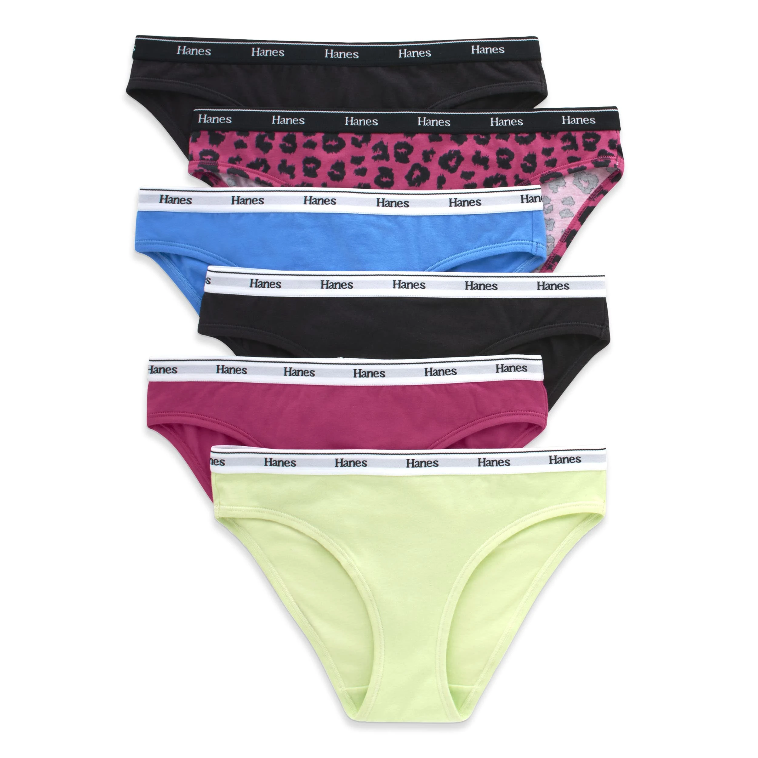 Hanes Women's Originals Bikini Panties, Breathable Stretch Cotton Underwear, Assorted, 6-Pack, Fashion Color Mix, XL