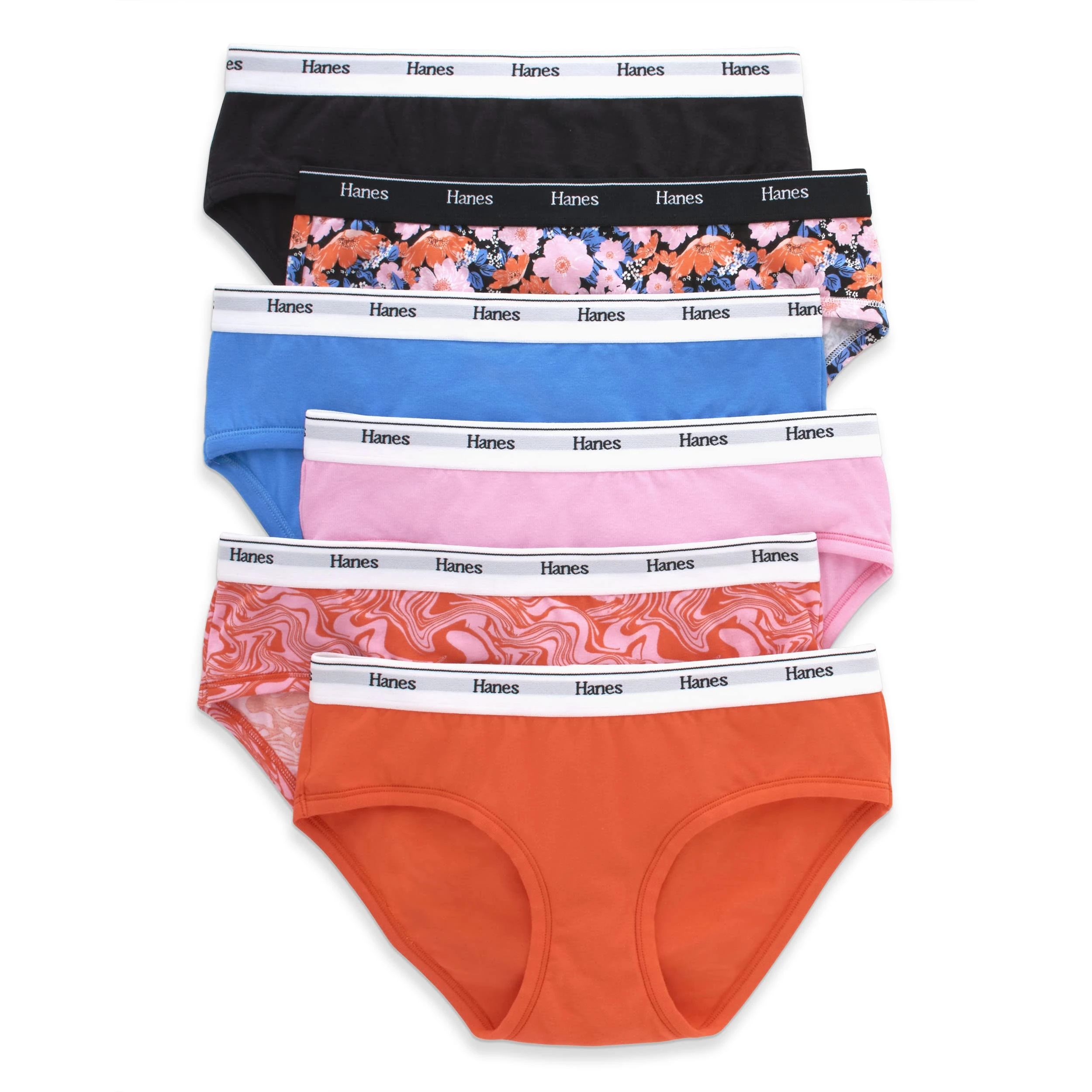 Hanes Women's Originals Underwear Pack, Stretch-Cotton Thong Panties, Assorted, 6-Pack, Fashion Color Mix, S (Pack of 6)