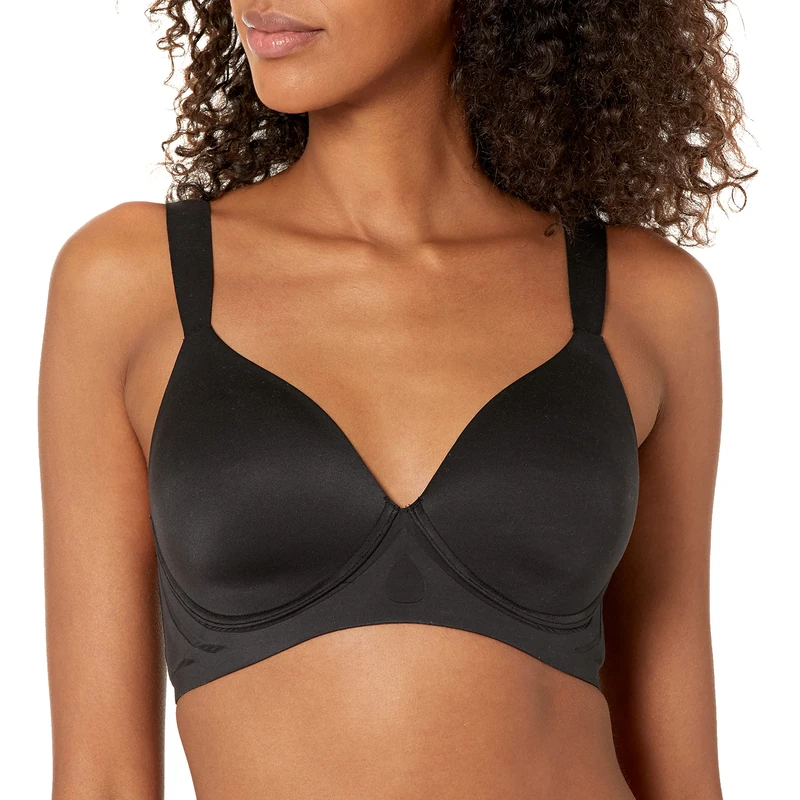 Bali Women's Comfort Revolution Wirefree, Soft Touch Ultimate Wireless Support Bra, Black, L