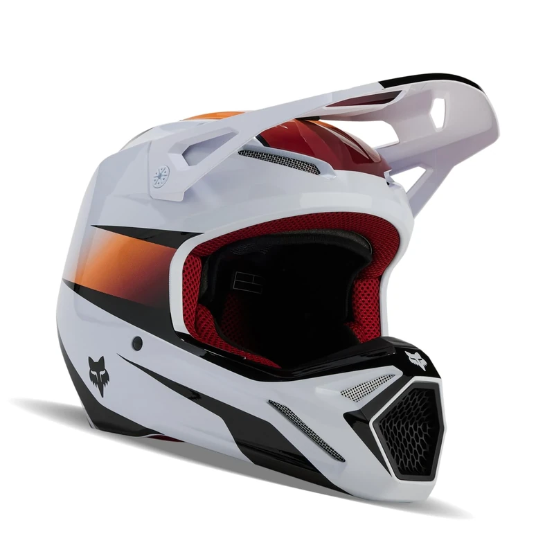 FOX JUNIOR V1 FLORA WHITE/BLACK YM HELMET