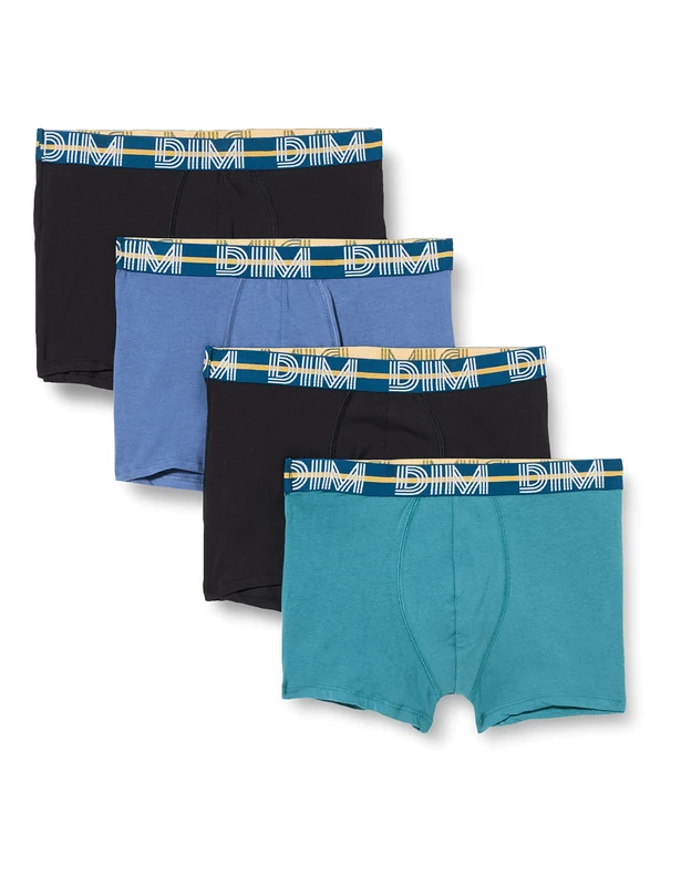 DIM Men's Powerful Cotton Stretch Style Boxers x4 | Coloured Graphic Belt | Optimal Comfort | Soft Stretch Cotton - Image 1