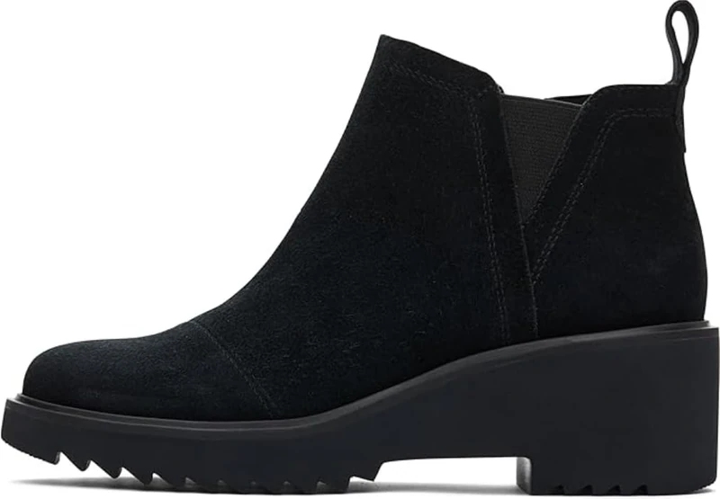 TOMS Women's Maude Ankle Boot, Black/Black Suede, 3 UK