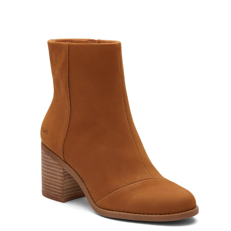 TOMS Women's Evelyn Mid Calf Boot, Tan Leather, 3 UK