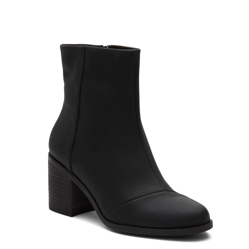 TOMS Women's Evelyn Mid Calf Boot, Black/Black Leather, 6 UK