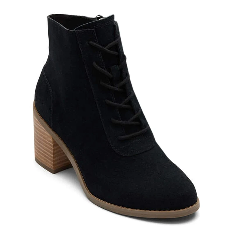 TOMS Women's Evelyn Lace-up Ankle Boot , Black Suede,9 UK