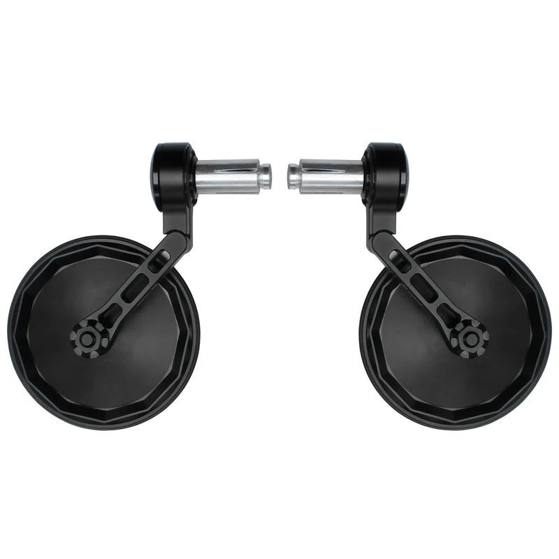 FENRIR Motorcycle Handlebar Bar End Mirror CNC Aluminum Black Round Cafe Racer foldable Anti-vibration Anti-glare Large field of view universal 7/8'' 22MM, 801-0505