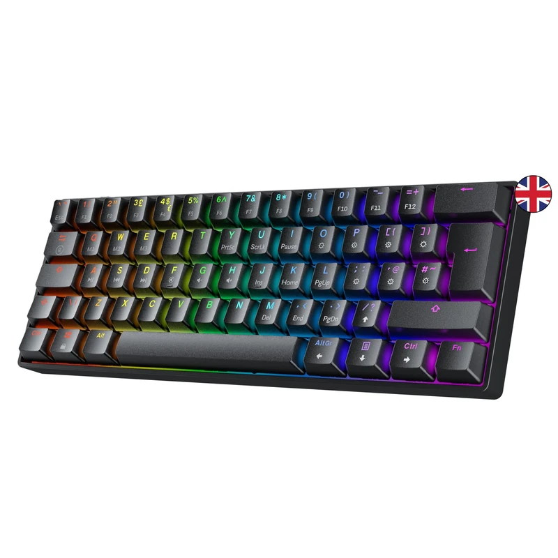 GK61 Gaming Keyboard - 62-Key RGB, Swappable Gateron Brown Switches