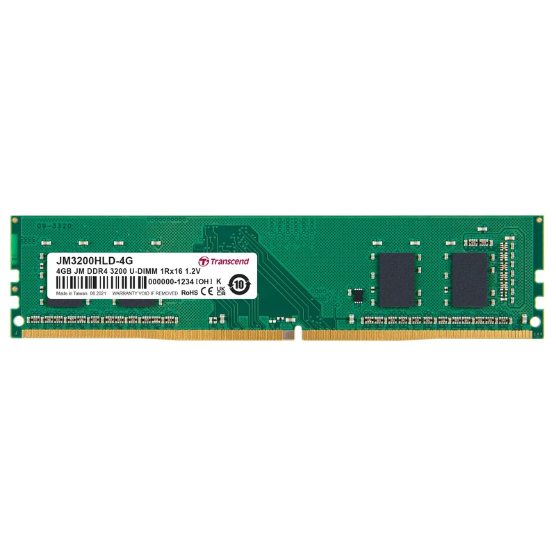 Transcend JetRam 4GB DDR4 RAM 3200MHz Unbuffered Long-DIMM 1Rx16 CL22 1.2V, JM3200HLD-4G