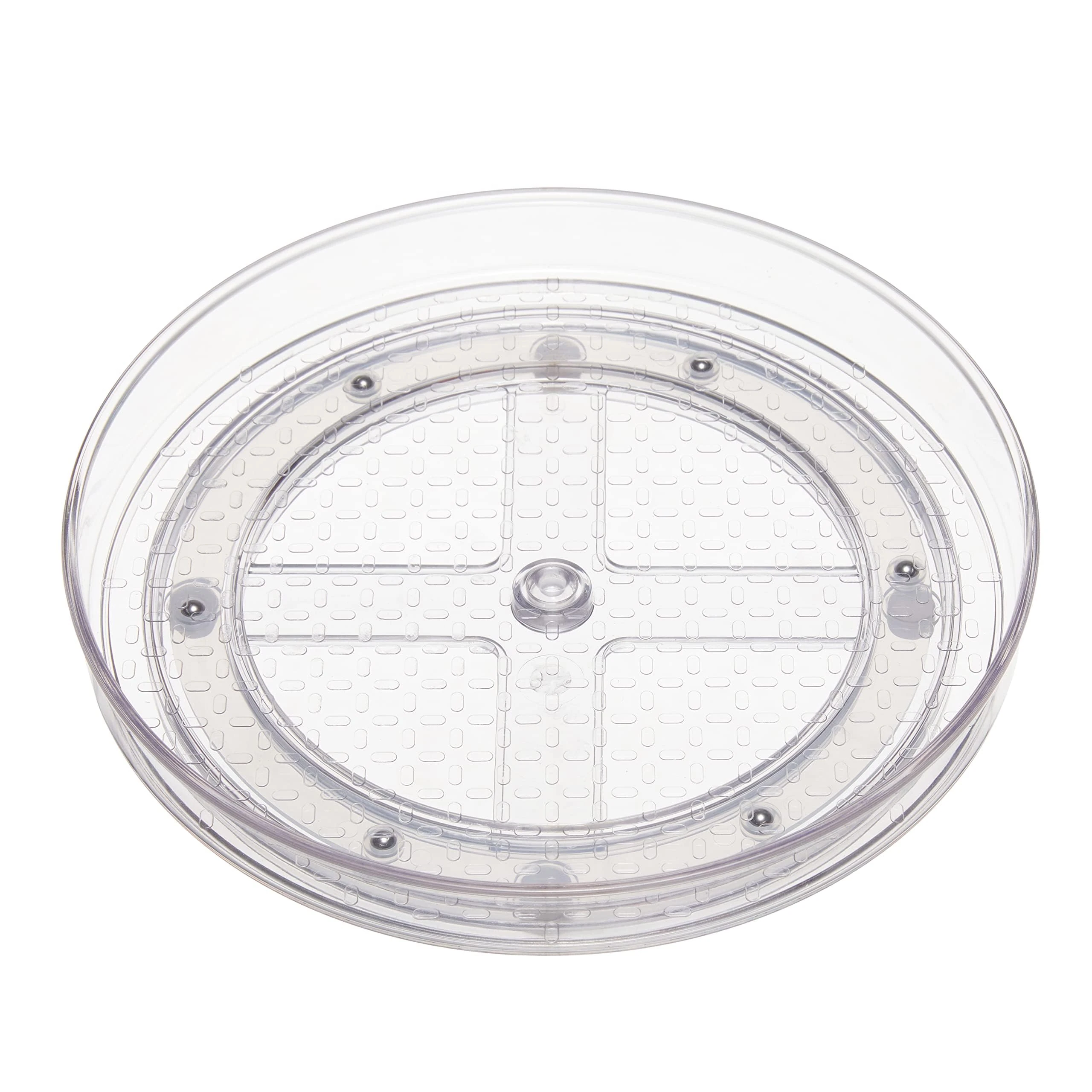 Amazon Basics Clear Lazy Susan Turntable Organiser, 22.9 cm, 2-Pack