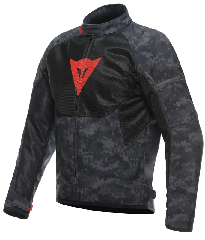 Dainese - Ignite Air Tex Jacket, Summer Motorcycle Jacket, Mesh Fabric, Men's Motorcycle Jacket, Soft Protections, Grey Camo/Black/Fluorescent Red, 54